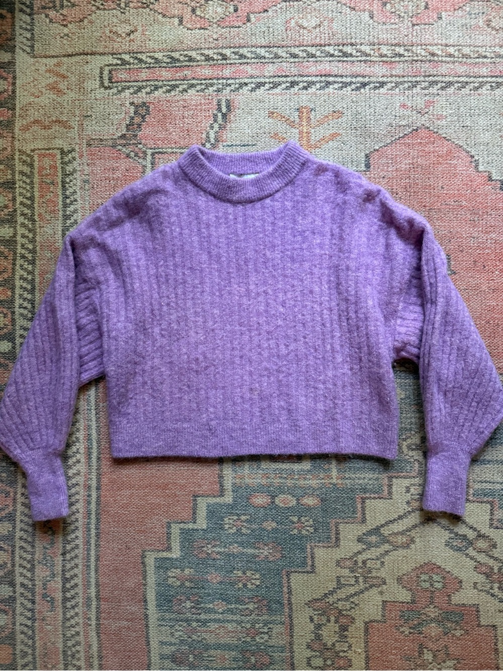 & Other Stories Alpaca Wool Mock Neck Sweater | Heathered Lavender Lilac XS